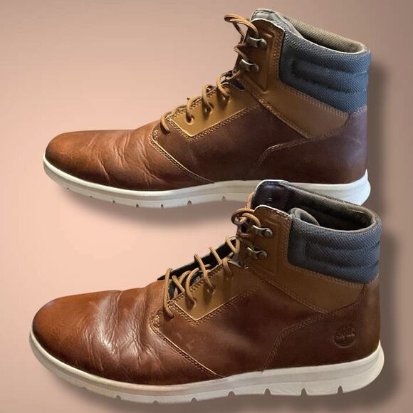 Men's Sz 12 TIMBERLAND Graydon Brown Leather Sneaker Boot Excellent Condition - Picture 5 of 13